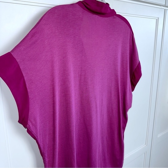 Splendid Fuchsia Blouse Hi-low Short Sleeve Sz  Small Silky - Picture 5 of 8
